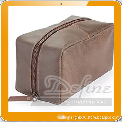 Burnt Umber Luxury Leather Dopp Kit Shaving Toiletry Travel Bag